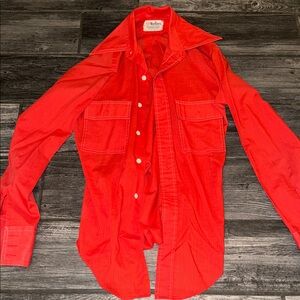 Marlboro Vibrant Red Casual Button Down Shirt vintage 1970s 70s small